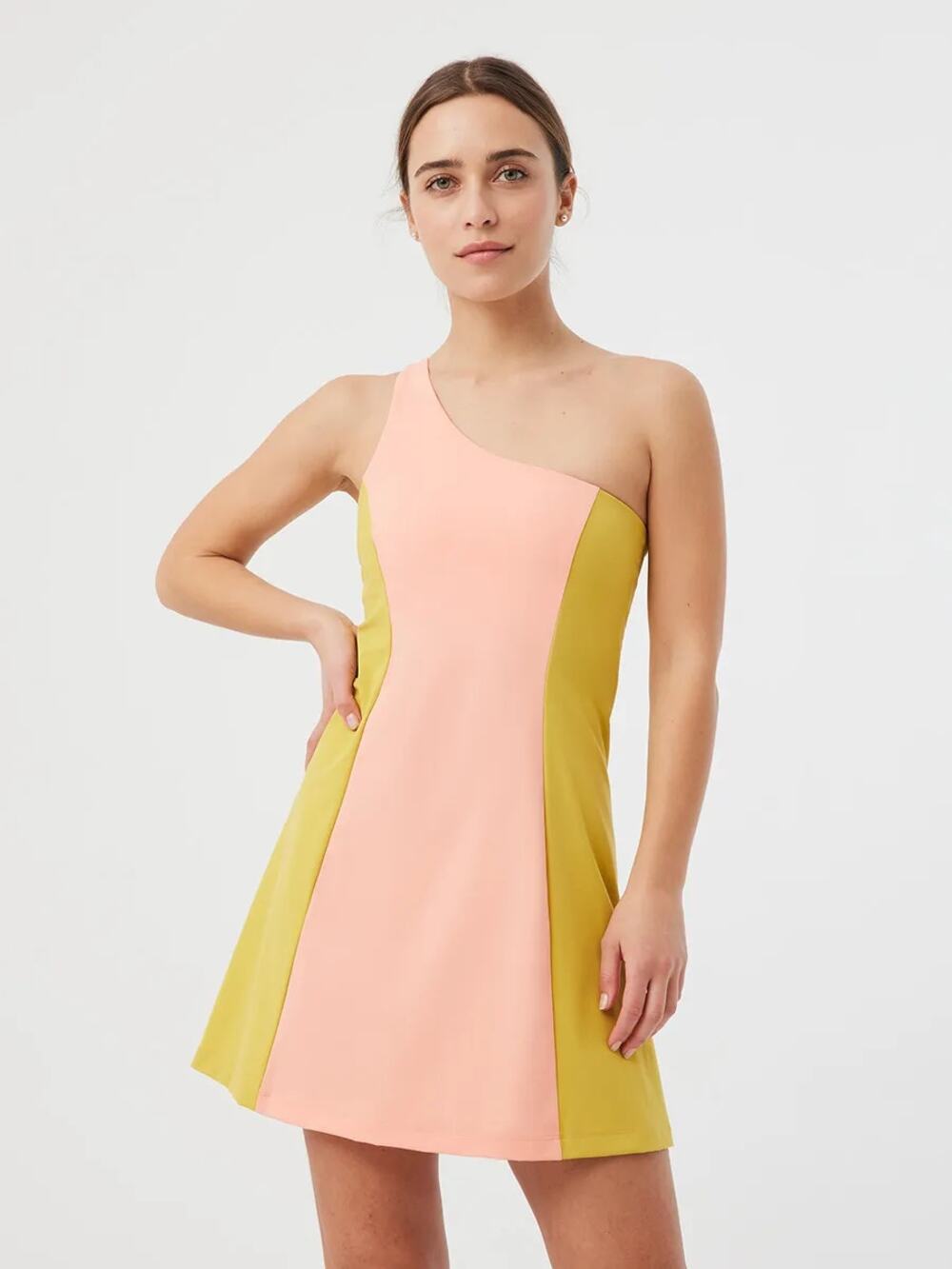Outdoor Voices One Shoulder Dress Nectarine/ Dijon Small NWT